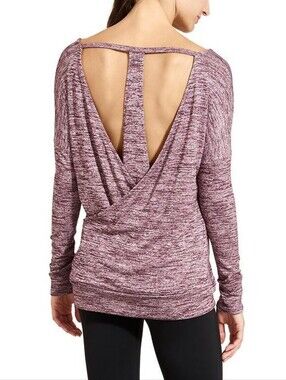 Athleta Pose Heathered Open Back Tunic Long Sleeve Top XS Very Good Condition